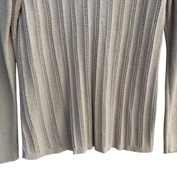 Studio 1940 Womens Beige Gold Metallic Open Knit Deep V-Neck Sweater 22/24W - Picture 10 of 10